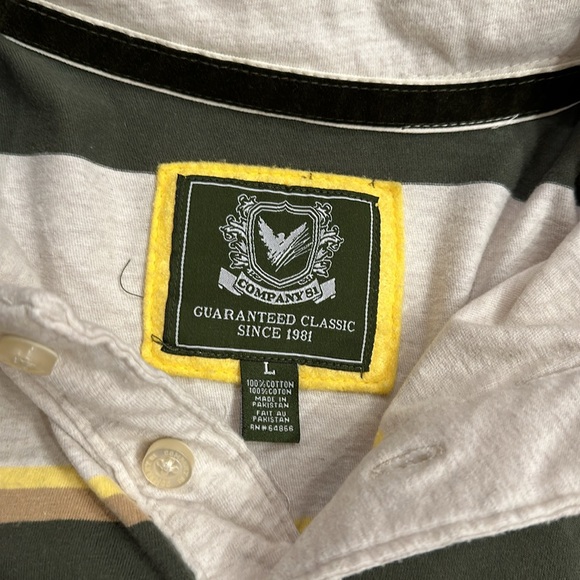 COMPANY 81 TWO BUTTON SHORT SLEEVE POLO WITH HORIZONTAL STRIPES SIZE LARGE - Picture 3 of 7